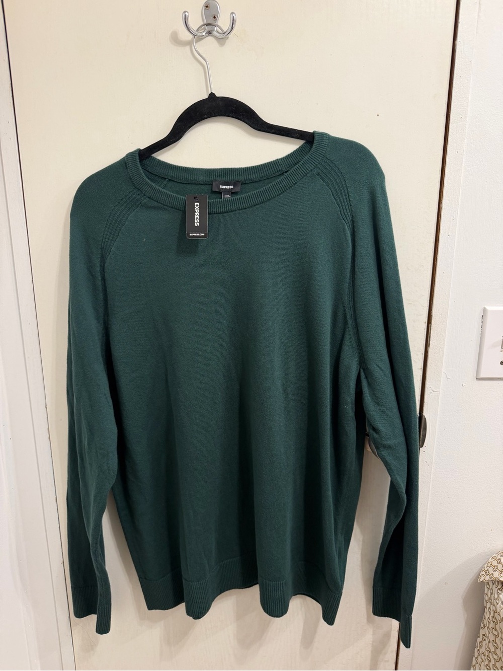 Express Men's Deep Green Crewneck Sweater